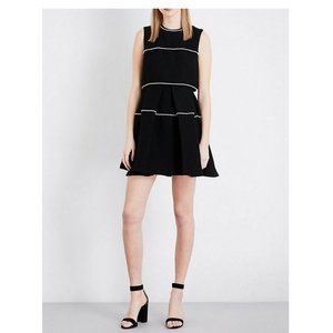 Sandro Pearlescent Trim Embellished Fit & Flare Dress Size 1 Small Black